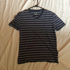 Merona. Small. Navy Blue with stripes V neck T Shirt. "The Ultimate Tee"